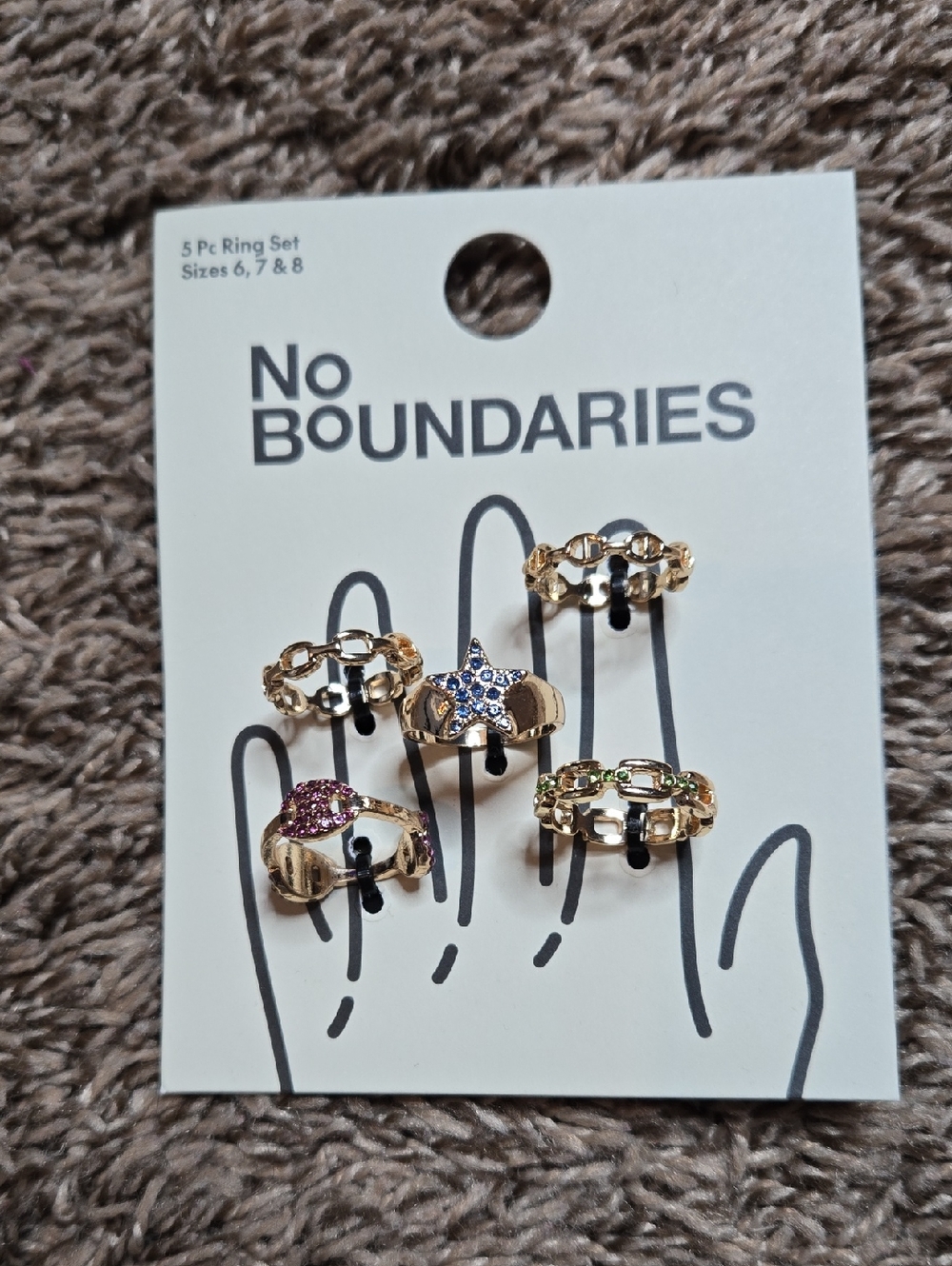 5 PC Ring Set Size 6 7 8 Rings Lot Bundle No Boundaries